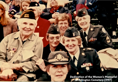 Veterans attend the dedication of the Women’s Memorial at Arlington Cemetery (1997)