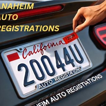 Person placing a registration sticker on a California license plate.