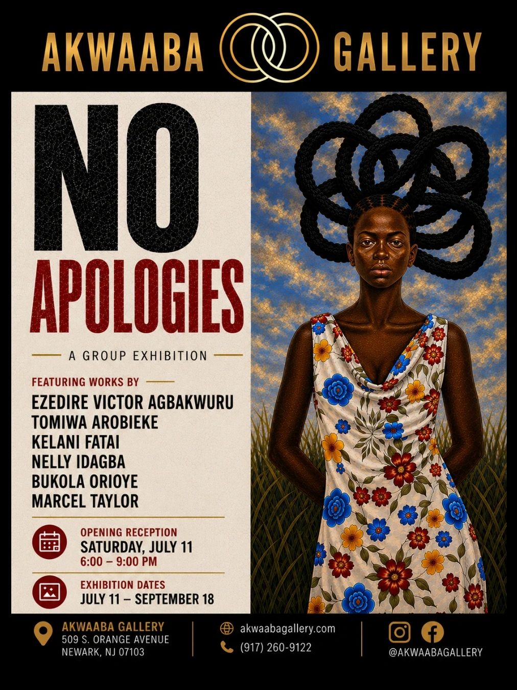 Gallery exhibition poster titled 'No Apologies'.