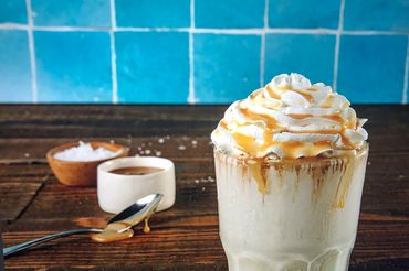 sea salt and caramel shake topped with whipped cream Food Stylist Los Angeles CA