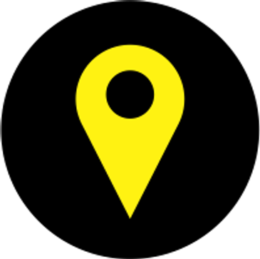 Yellow map pin icon on a black background.