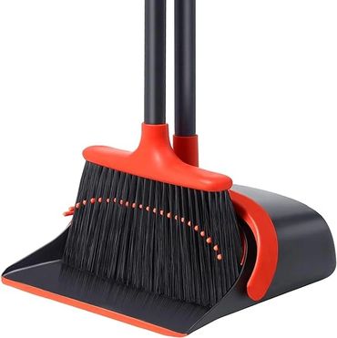 Broom and Dustpan Set, 52 inch Long Adjustable Handle Broom Dustpan 