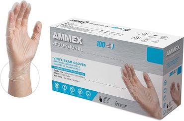 AMMEX Professional 3 mil Clear Vinyl Disposable Medical Gloves 