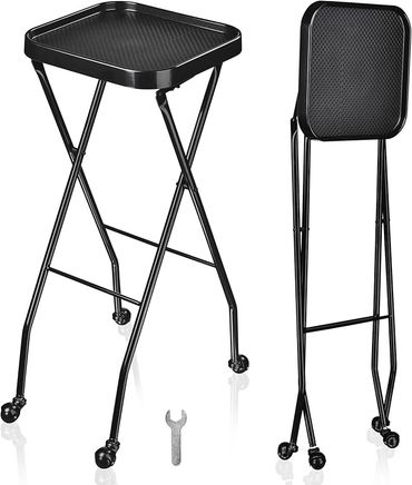 Foldable Salon Beauty Tray with Swivel Casters Salon Trolley Cart Tool Organizer