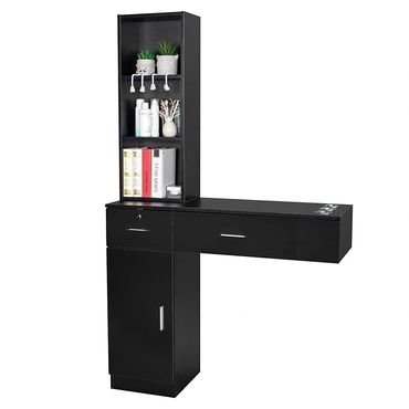 Wall Mount Salon/Barber Station with Storage Cabinet and Drawers