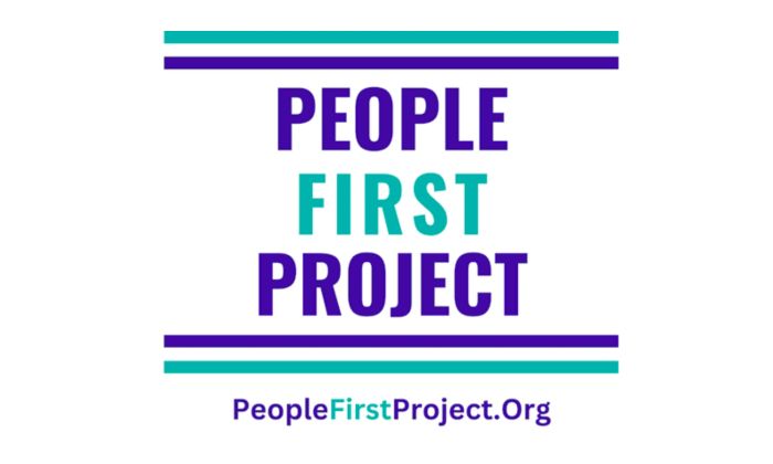 Logo with text "People First Project" and a website URL.