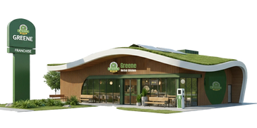 Modern Greene Herbal Chicken restaurant with green eco-friendly design.