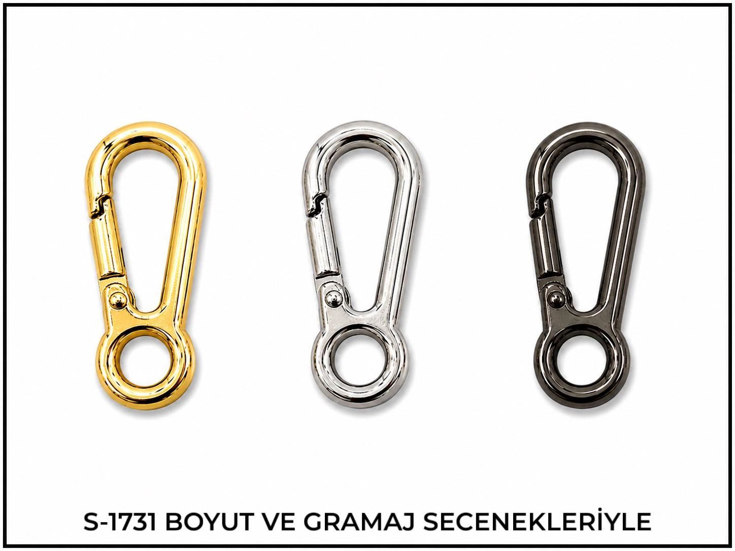 Altın, gümüş ve siyah renklerde karabinalar.