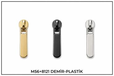 Altın, siyah ve gümüş renklerinde üç fermuar çekici.