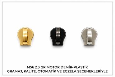Üç farklı renkte motor demir-plastik parçalar.