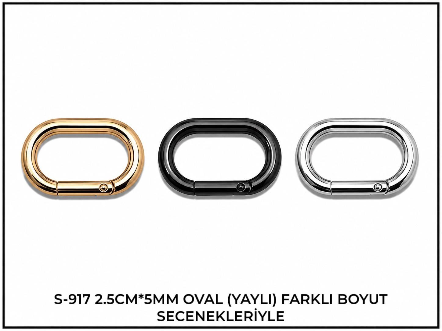 Oval şekilli üç farklı renk metal halka.