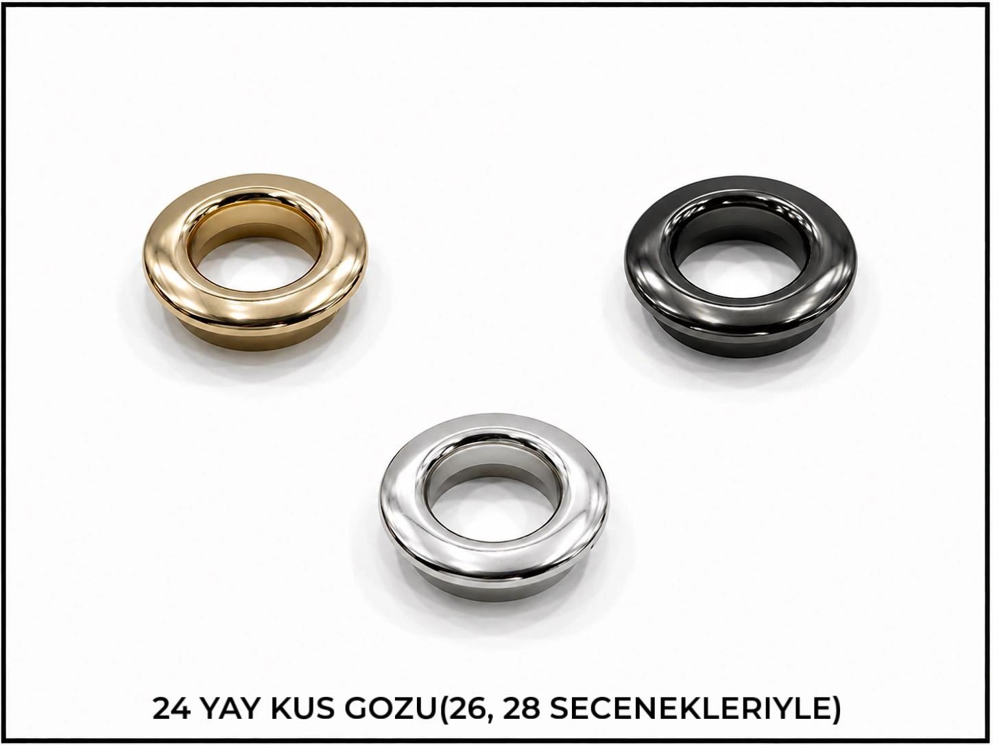 Farklı renklerde 24 yay kuş gözü halkaları.