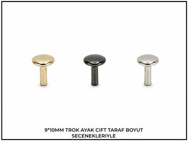 Trok ayak boyut seçenekleri sunan metal düğmeler.