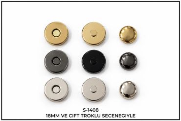 Üç farklı renkte 18mm mıknatıs düğmeleri.