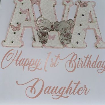 Birthday card for Ava's 1st birthday.