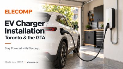 EV charger installation by Elecomp in a modern garage.