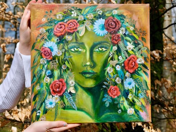Blodeuwedd welsh goddess of spring painting