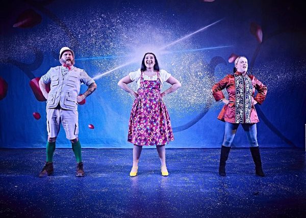 I painted the floor, cloth backdrops and the proscenium arch for this production. 