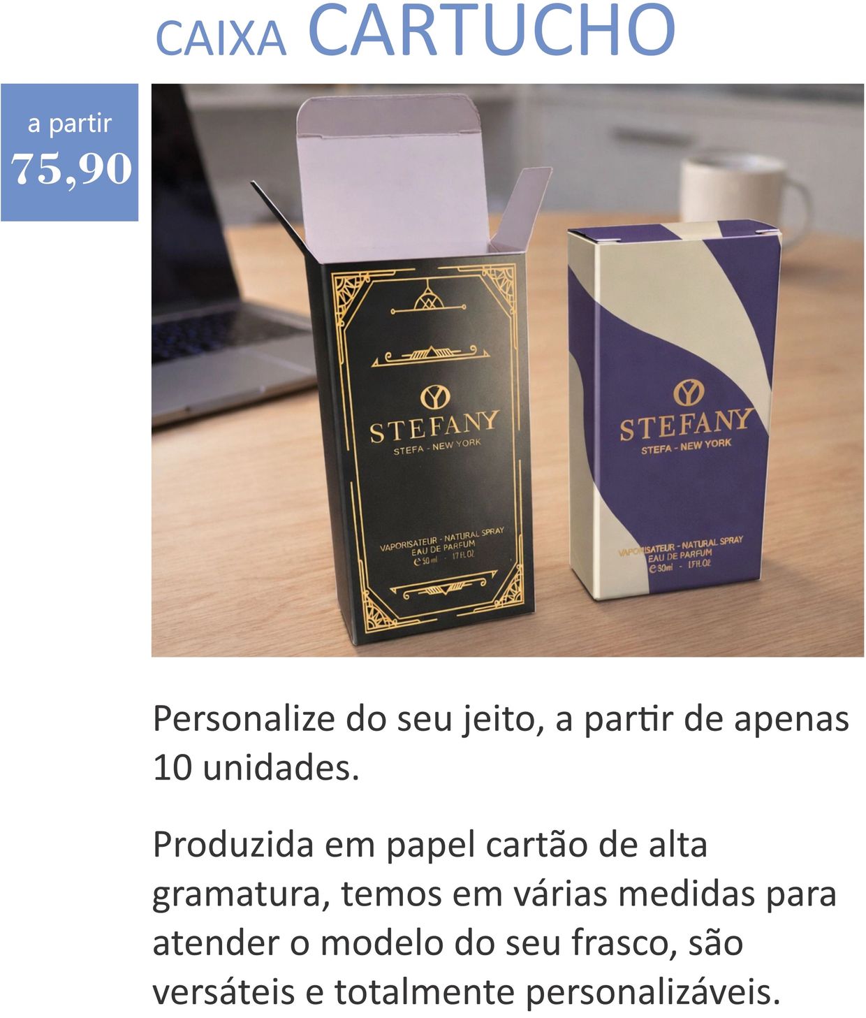 caixa para perfume personalizada tipo cartucho