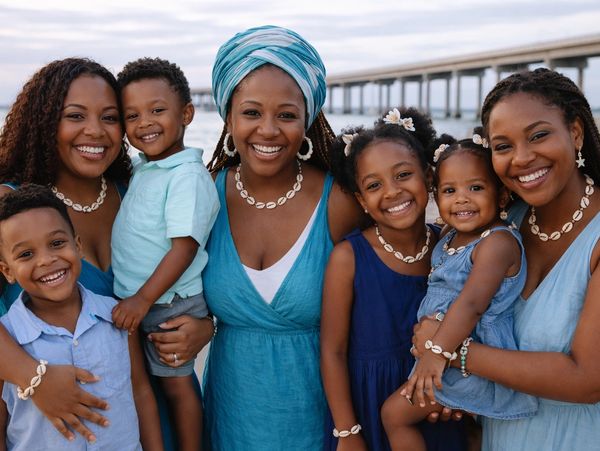 Melanated mothers and children showing community support and care.