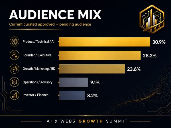 Bar chart of audience mix percentages at AI &amp; Web3 Growth Summit.