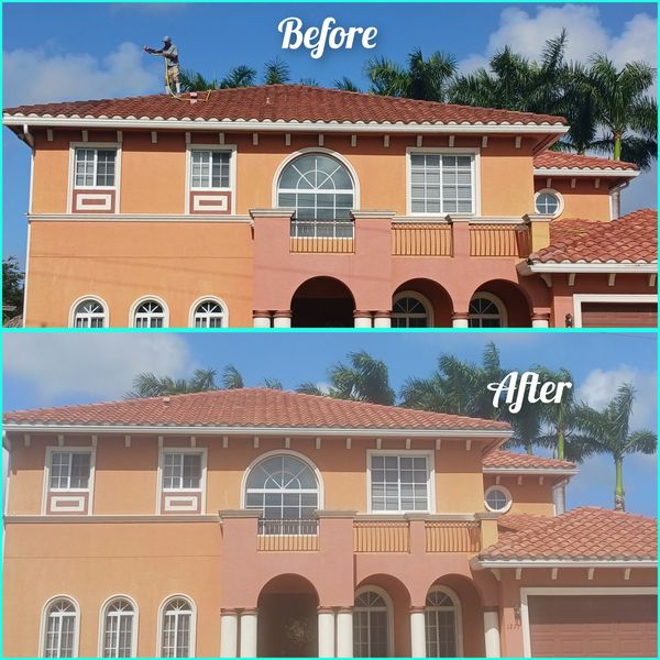 Roof cleaning with soft wash equipment