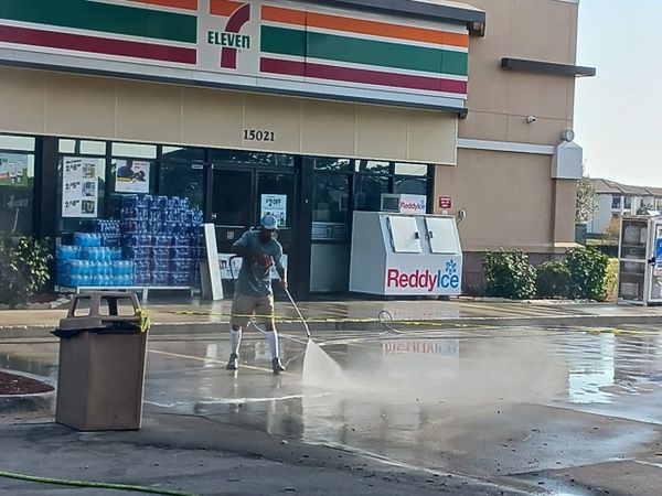 Pressure Washing a gas station in Fort Myers, Fl