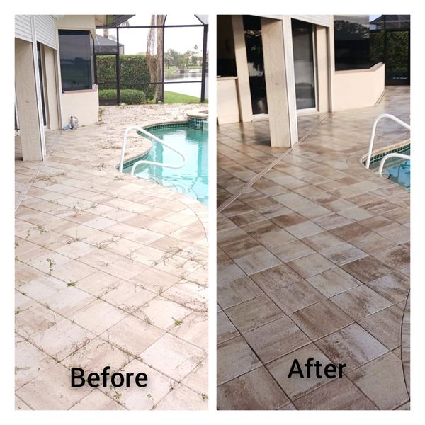 Paver's for a pool deck that wash pressure washed,sanded and sealed