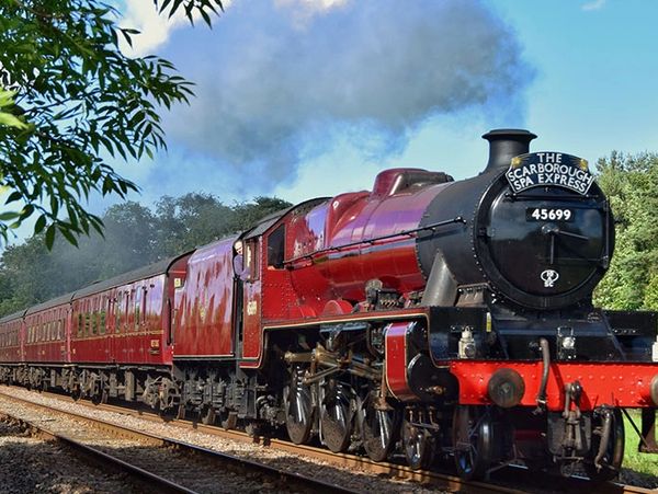 Scotsman steam train passing through the welsh countryside