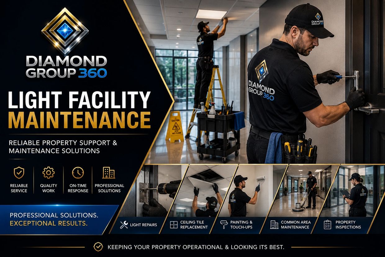 Diamond Group 360 offers professional light facility maintenance and property support services.
