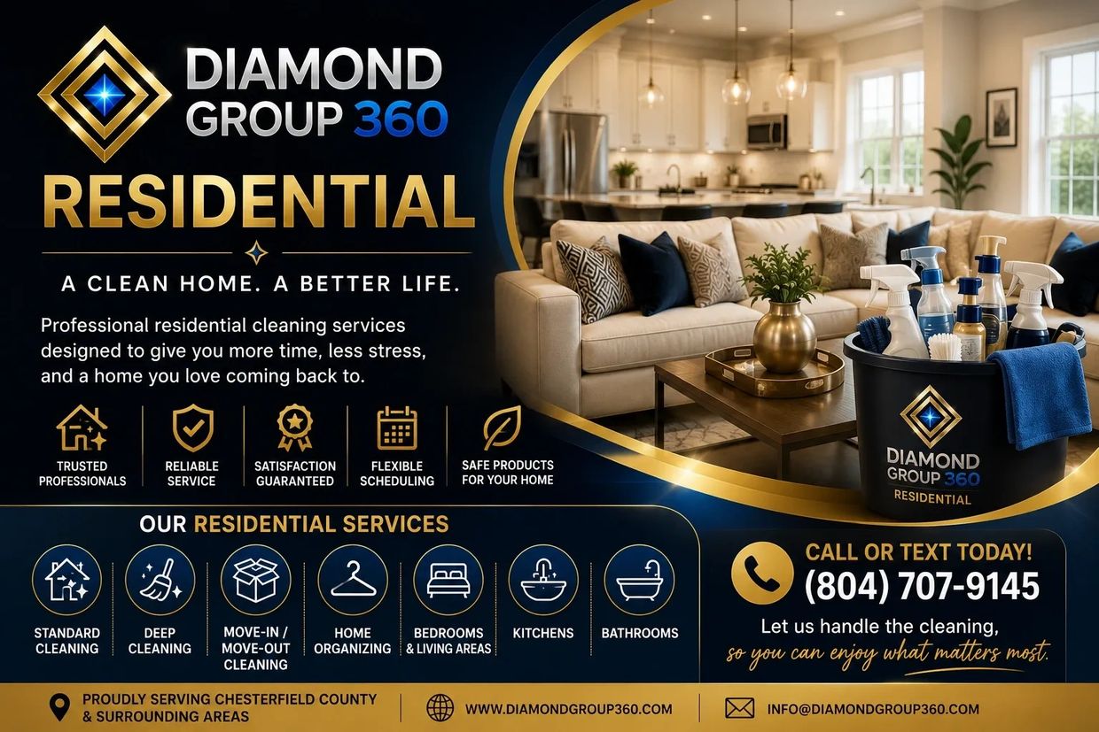 Diamond Group 360 offers professional residential cleaning services for a cleaner, better home.