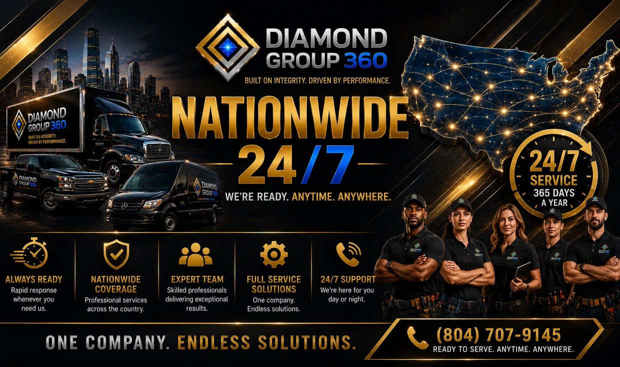 Diamond Group 360 offers nationwide 24/7 service with expert teams and full solutions.