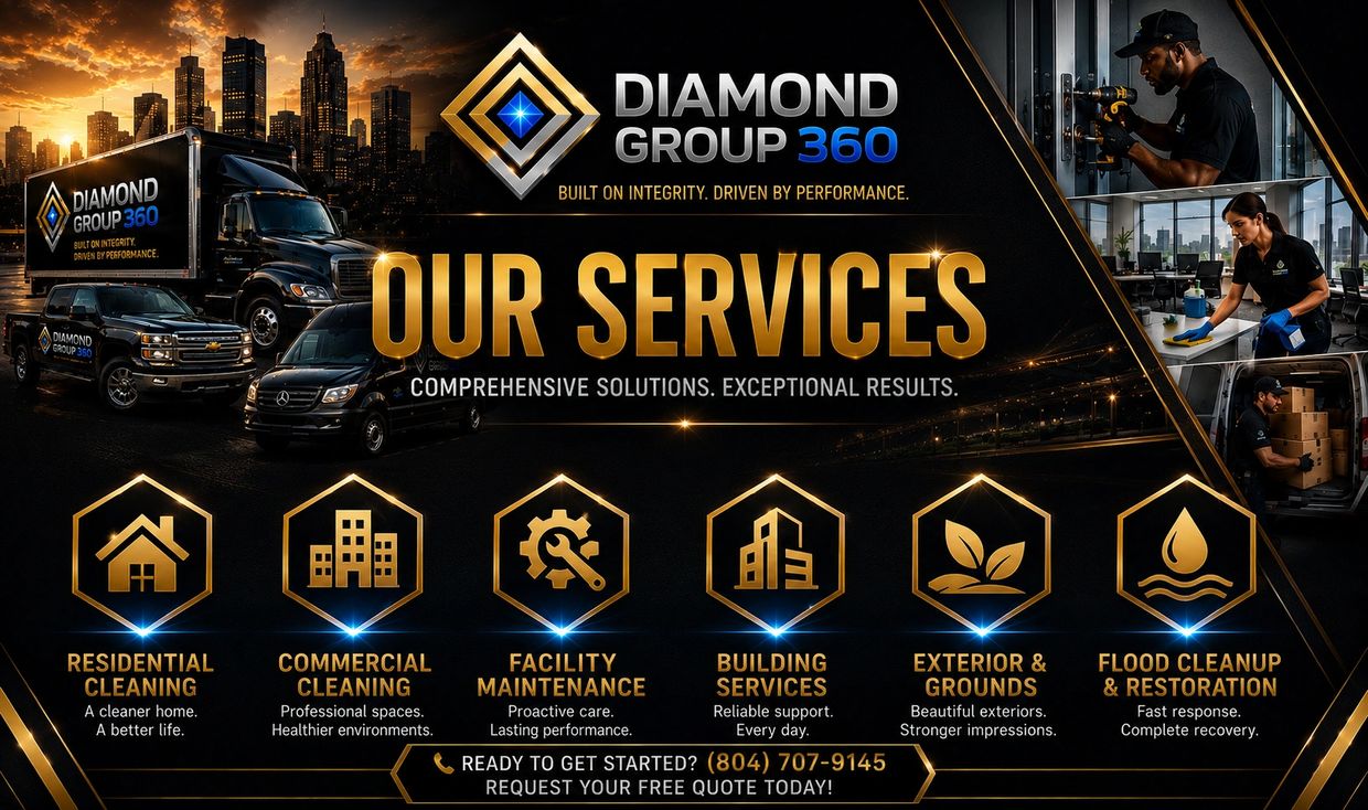Diamond Group 360 offers comprehensive cleaning and maintenance services for homes and businesses.