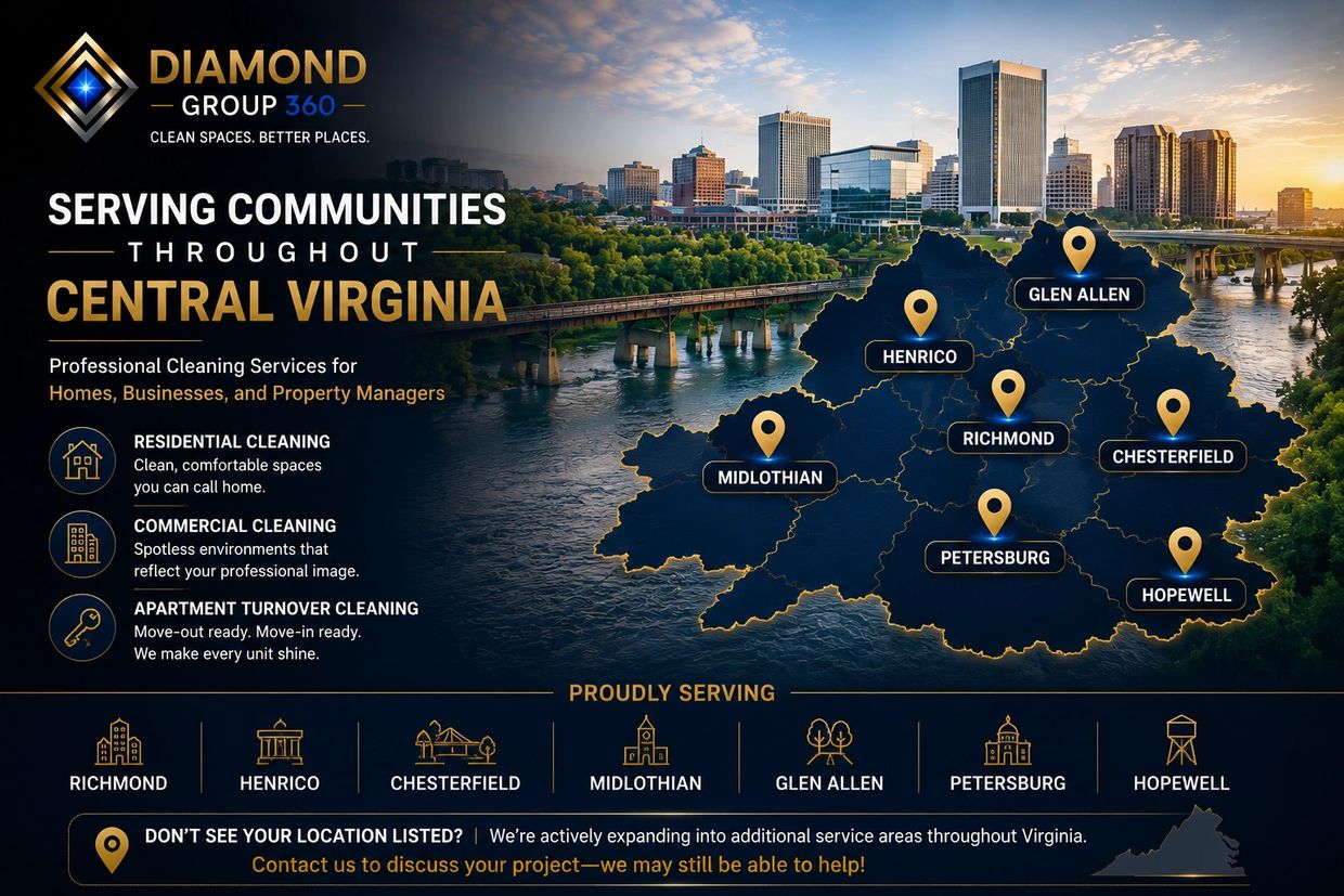 Diamond Group 360 offers professional cleaning services across Central Virginia communities.