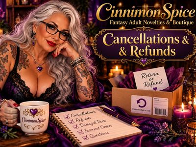CinnamonSpice cancellations and refunds policy with a woman and elegant setup.