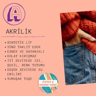 akrilik
sentetik tekstil lifi moda tekstil terimleri sözlük sözlüğü 
