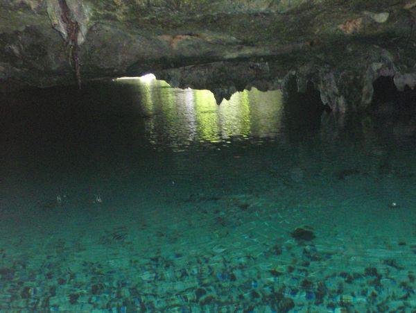 It's exciting to swim through a cave.