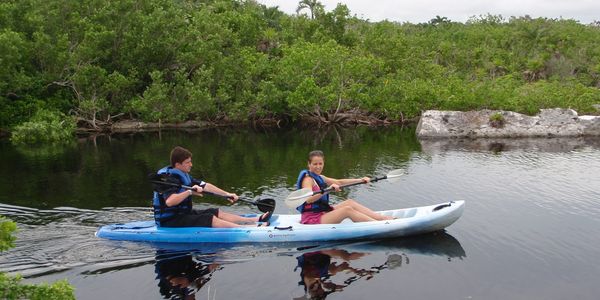 Sit-on-top tandem kayak.