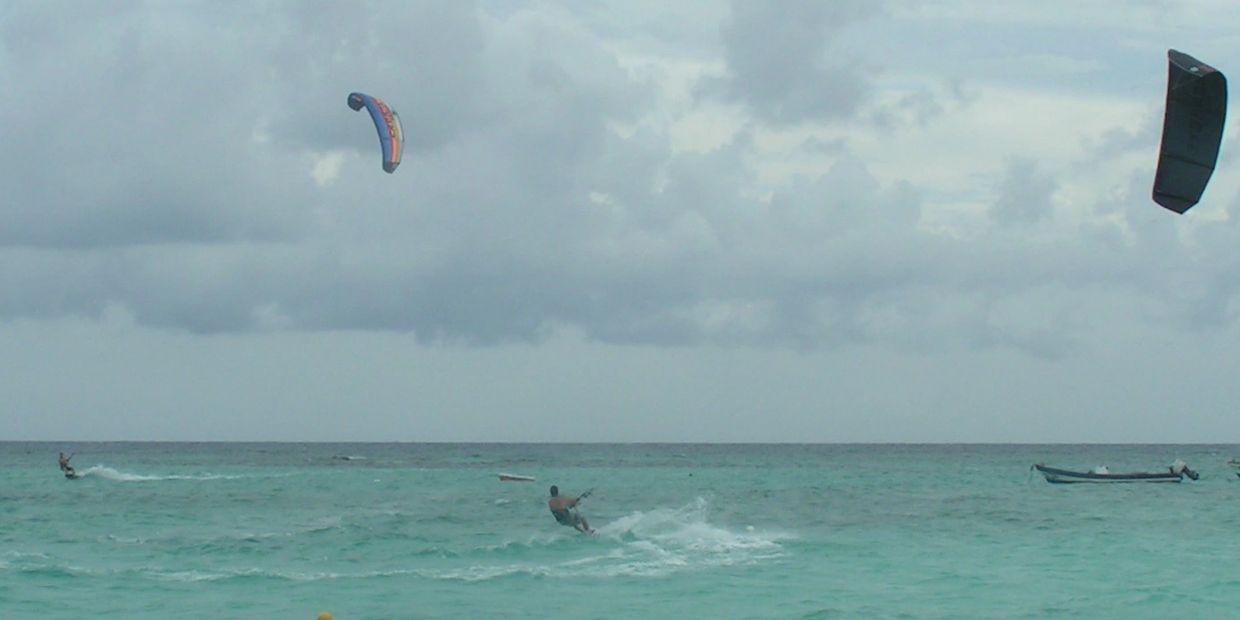 Two windsurfers.