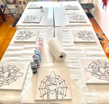 Party table ready to paint