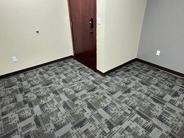 Carpet tiles installed in office 