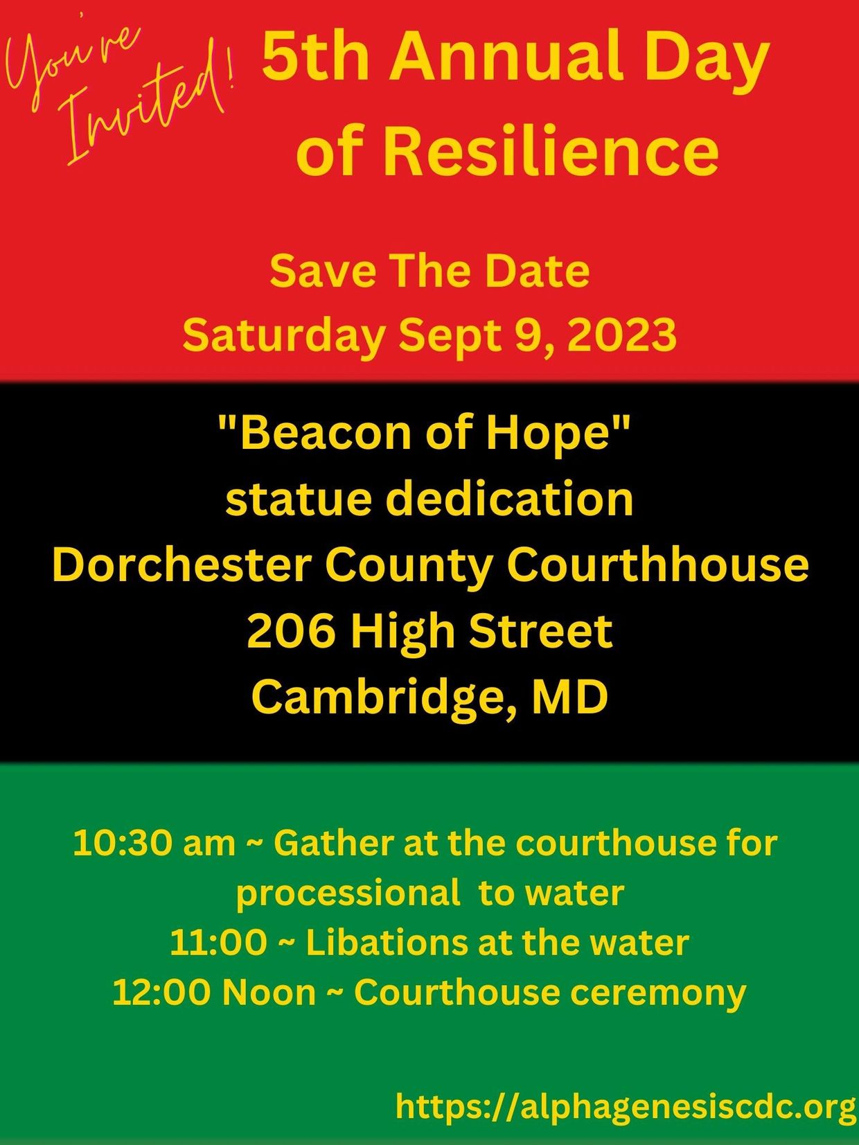 A Day of Resilience 2023
Dedication of the Beacon Of Hope Statue
Cambridge, MD 21613