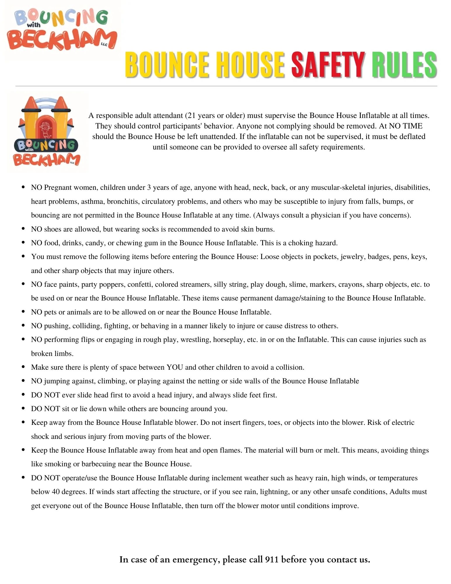 Bounce house safety rules for a fun and injury-free experience.