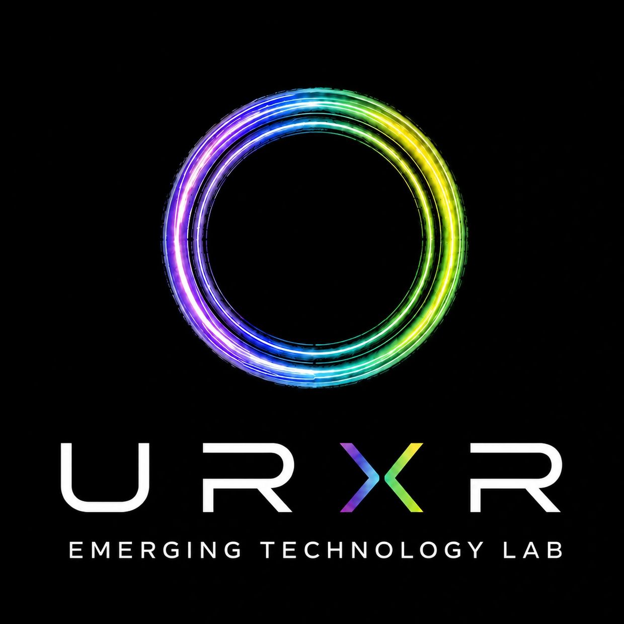 Logo of URXR Emerging Technology Lab with a colorful circular design.