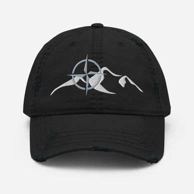 Distressed hat with logo