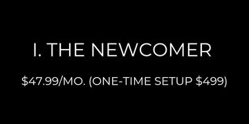 Website package one, the newcomer 47.99 mo and 499 set up