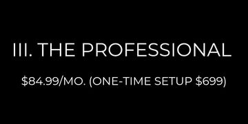 professional web package. 84.99 mo and 699 setup