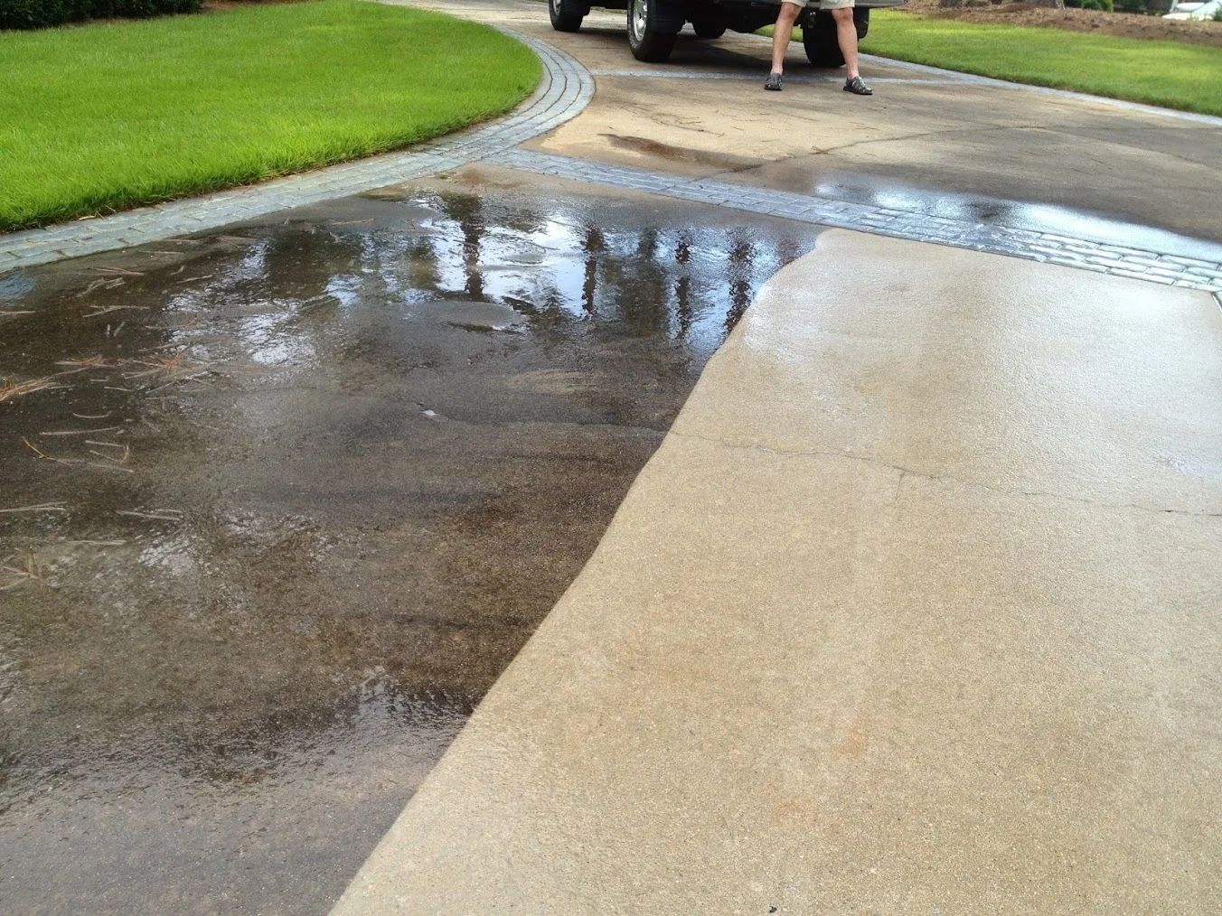 Pressure washing before and after