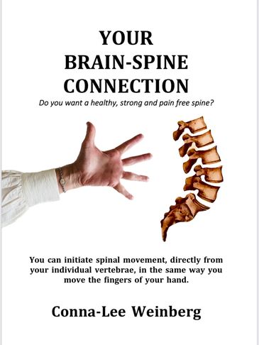 Illustration connecting hand movement to spinal health and brain-spine connection.