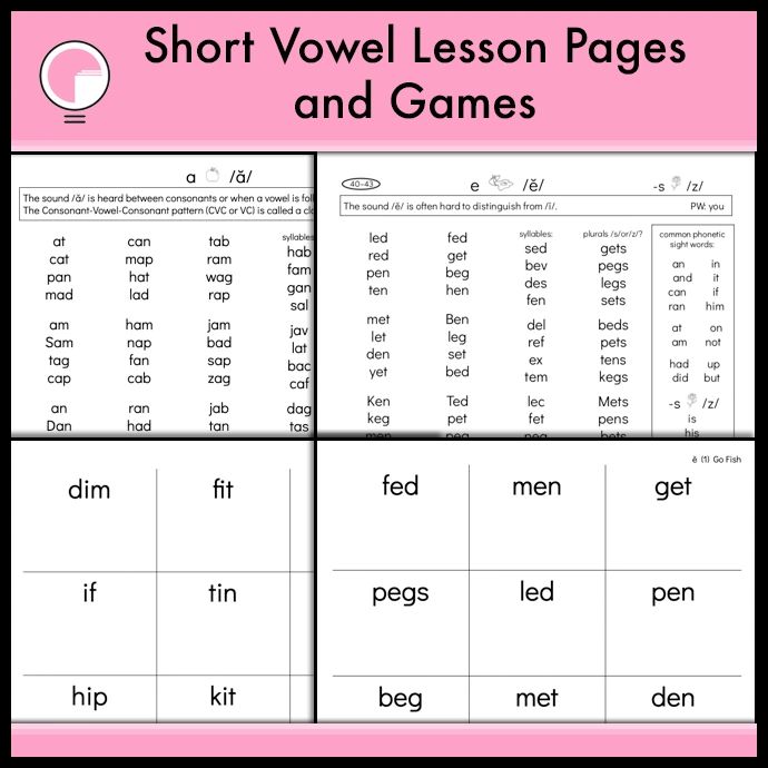 Short Vowel CVC Board Games  Short vowel activities, Vowel